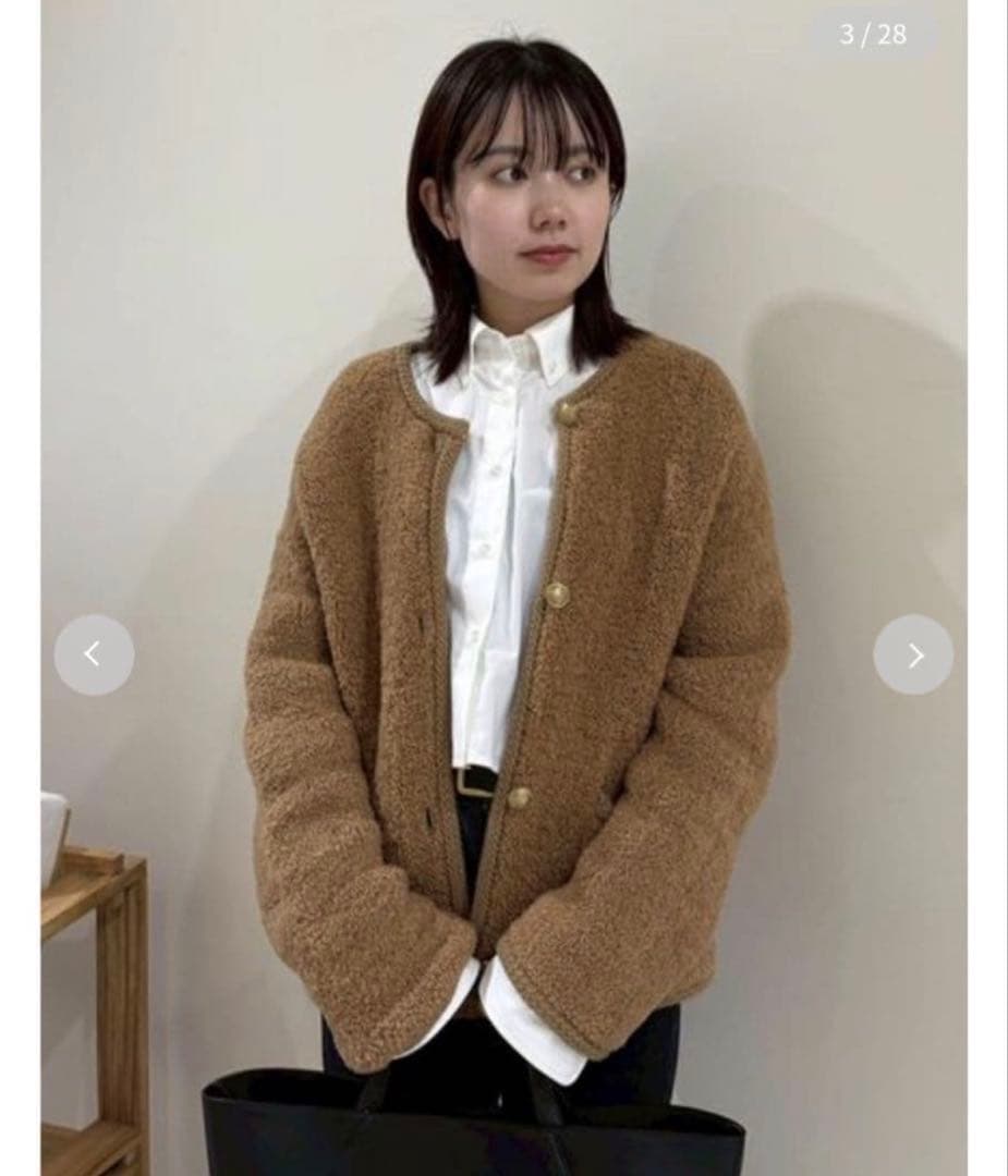 金釦ムートンライクボアニットカーディガン ミラオーウェン【未開封タグ付き】