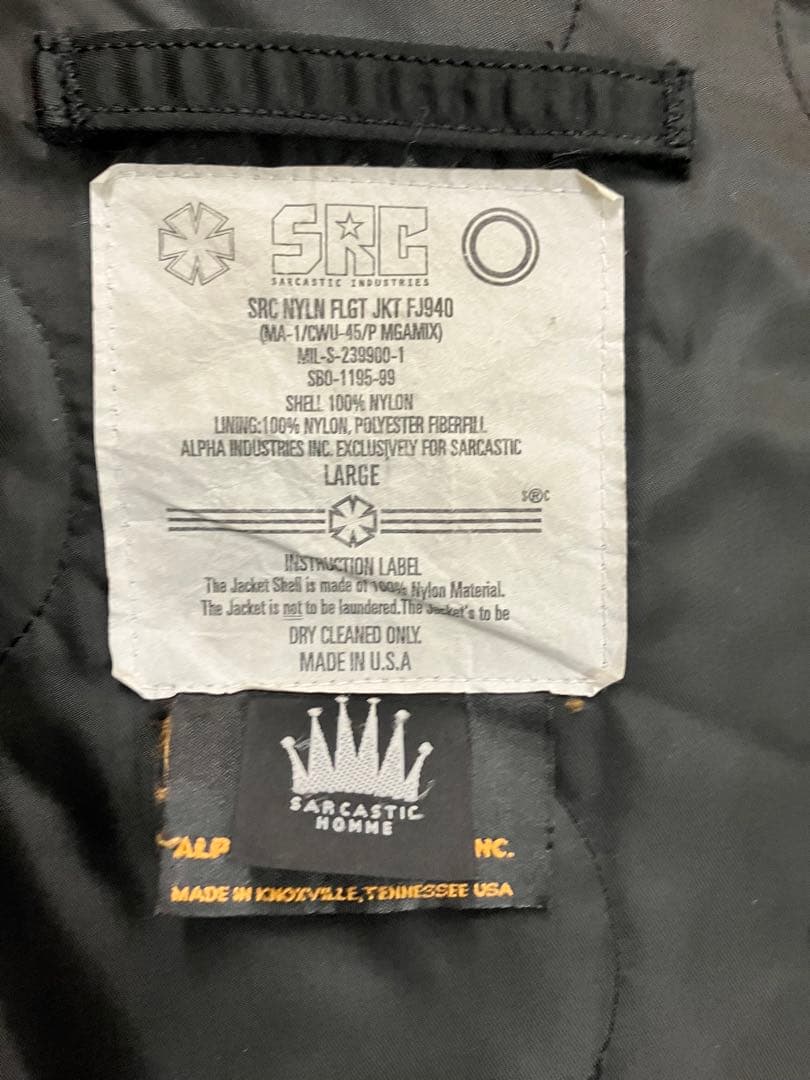 サキャスティック MOTIVE WTAPS hecticブラック MA-1