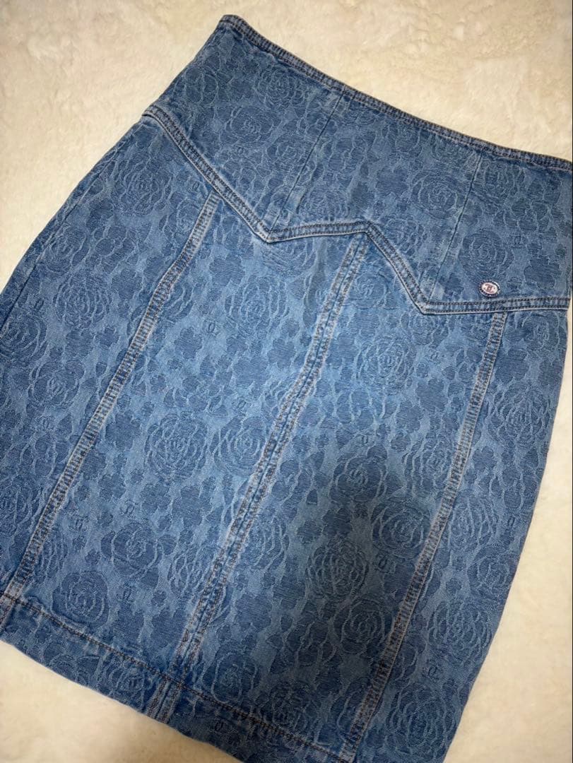 CHANEL デニムスカート ココマーク カメリア 36