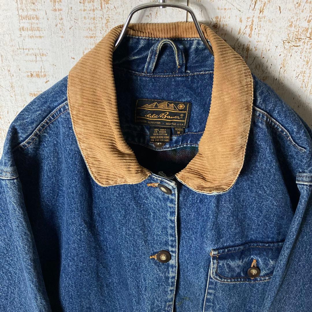 80s エディーバウアー 黒タグ デニムジャケット カバーオール アメリカ古着