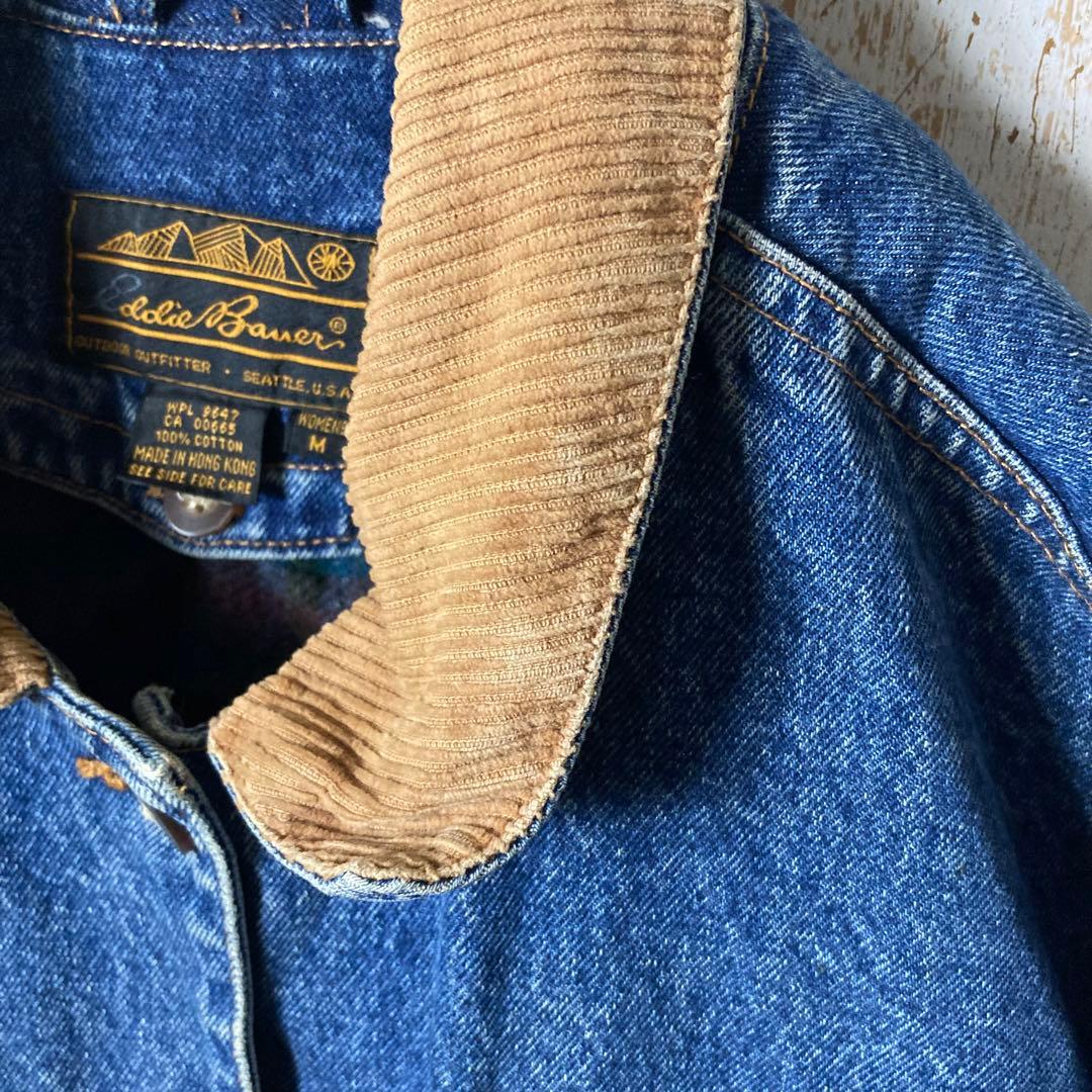 80s エディーバウアー 黒タグ デニムジャケット カバーオール アメリカ古着