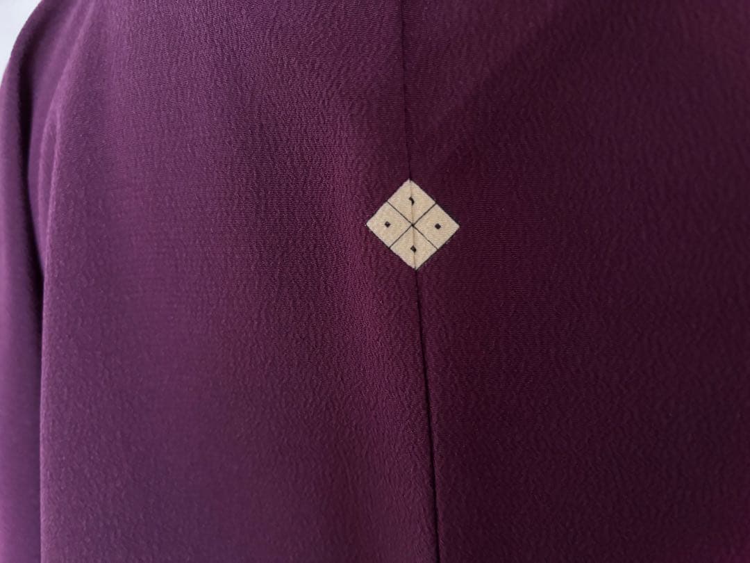 洗える着物　きもの英　袷　色無地　東レ　葡萄色　155㎝　26125 縮緬