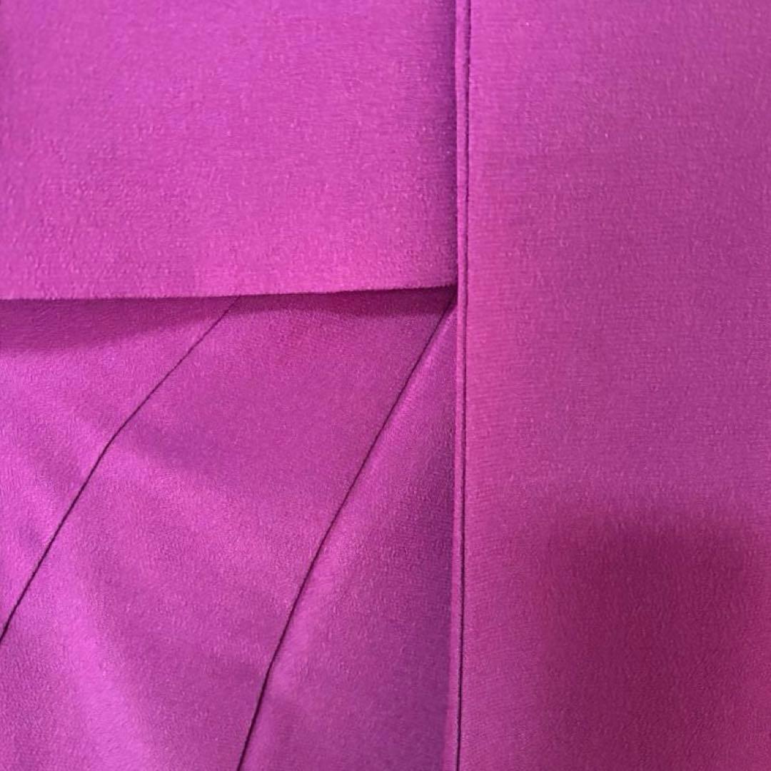 洗える着物　きもの英　袷　色無地　東レ　葡萄色　155㎝　26125 縮緬