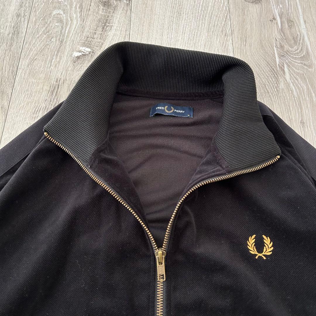 FRED PERRY ベロア ベルベット トラックジャケット ジャージ M 黒金