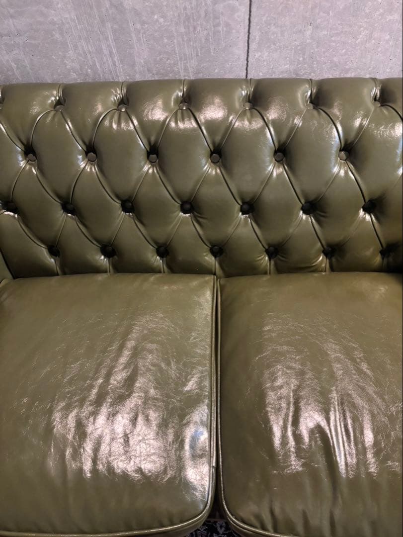 Vintage チェスターフィールドソファ　グリーン　2人がけ