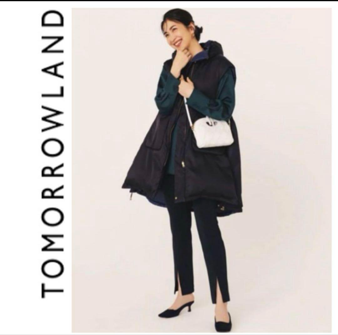 Gomako Goma　　フーデッドダウンジレ　ネイビー　ブラック