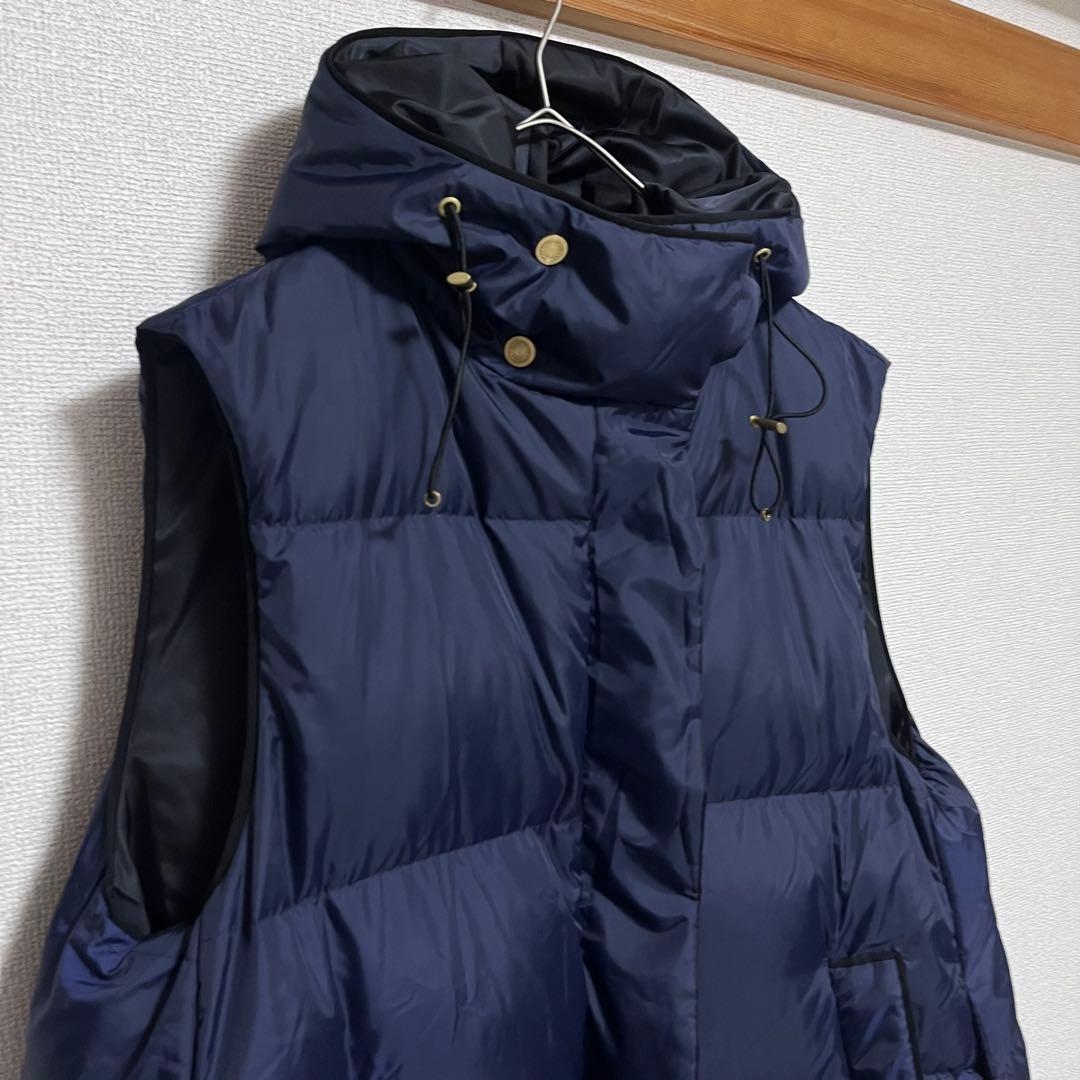 Gomako Goma　　フーデッドダウンジレ　ネイビー　ブラック