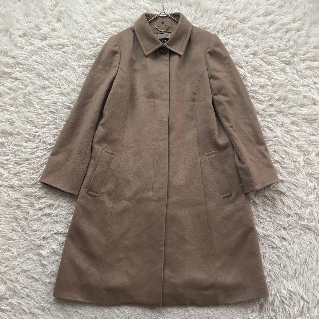 23区　カシミヤ100% ロング　ファー　Aライン　コート　大きいサイズ