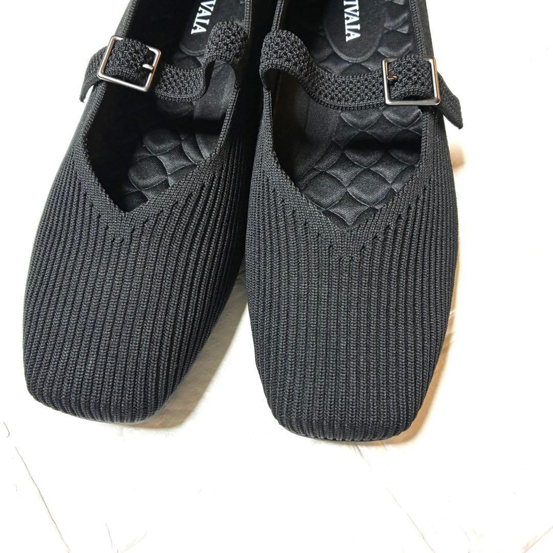 VIVAIA Margotスクエアトゥメリージェーンフラットシューズ黒37.5