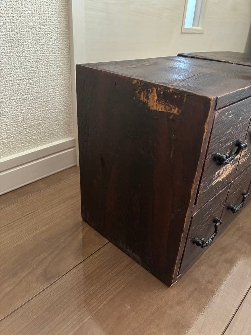 木製　階段型収納　階段箪笥　薬棚　レトロ