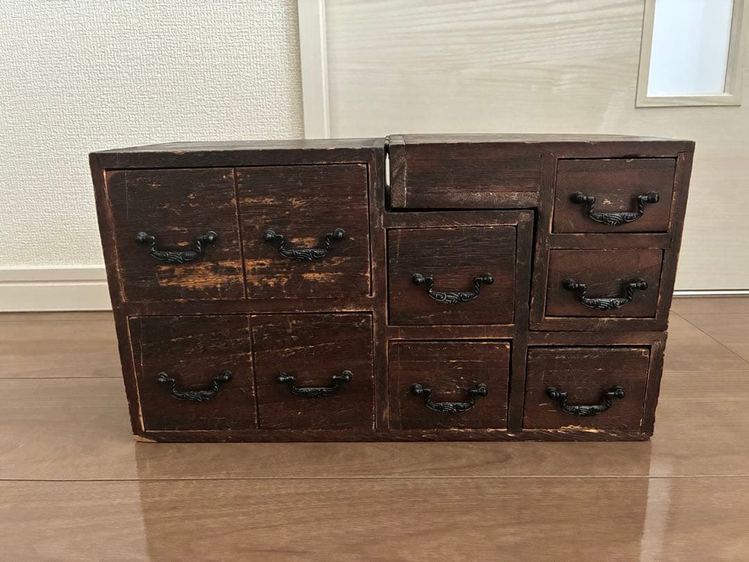 木製　階段型収納　階段箪笥　薬棚　レトロ