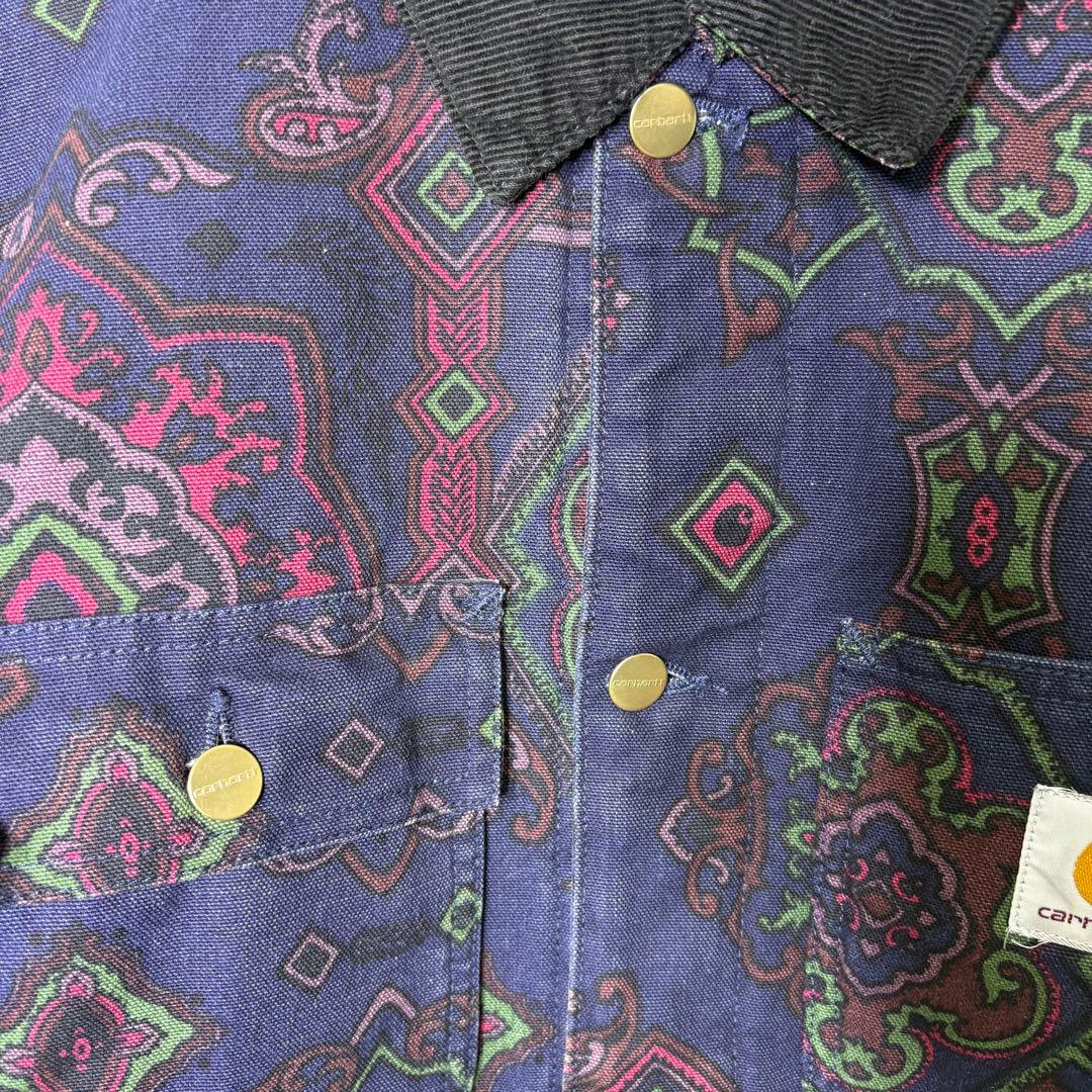 カーハート　ミシガンコート　ペイズリー 総柄　L チョアコート　ネイビー