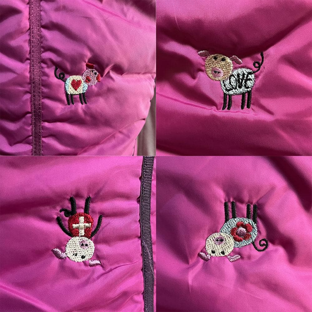 OLLEBOREBLA アルベロベロ ぶたさん刺繍 ダウンベスト チャーム付き