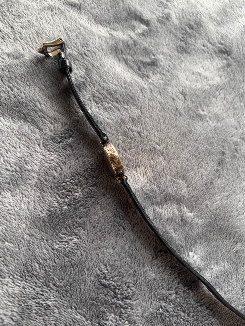 Agete 【希少】アガット レディース文字盤 ブラックレザー腕時計