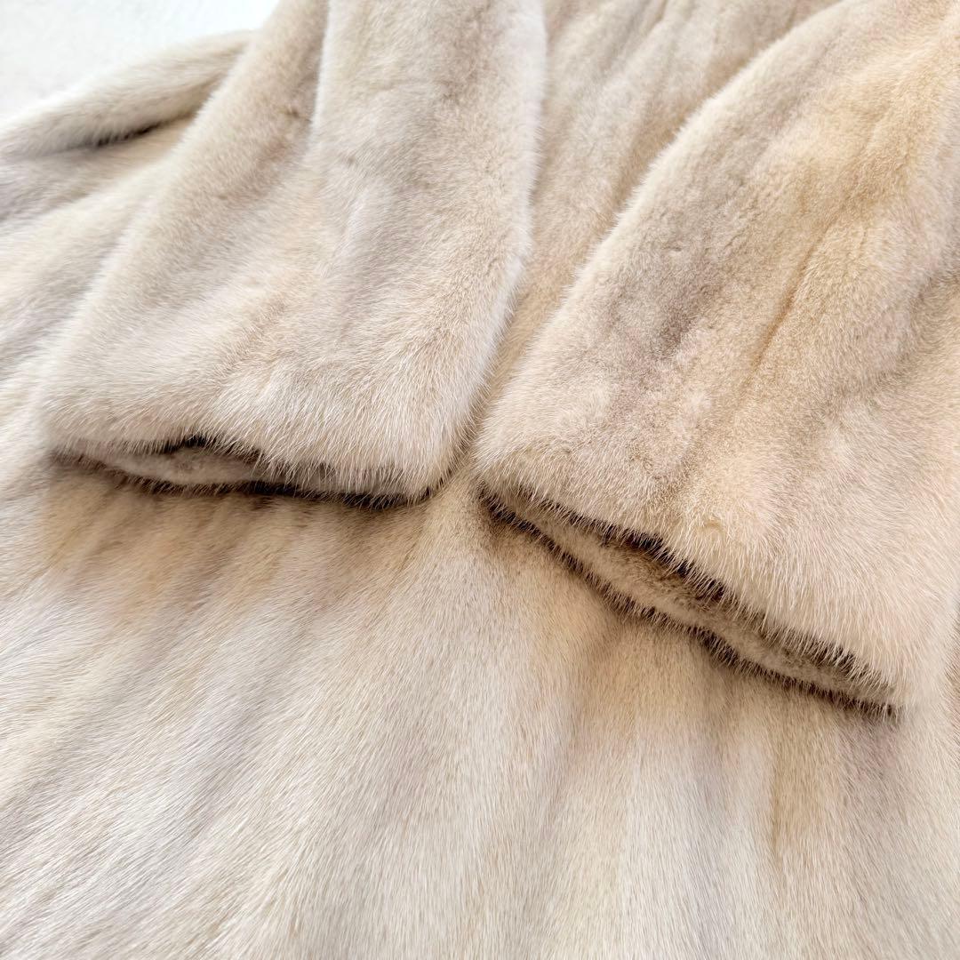 希少デザイン エンバ サファイア フレア ファーコート 毛皮 ショールカラー紋様