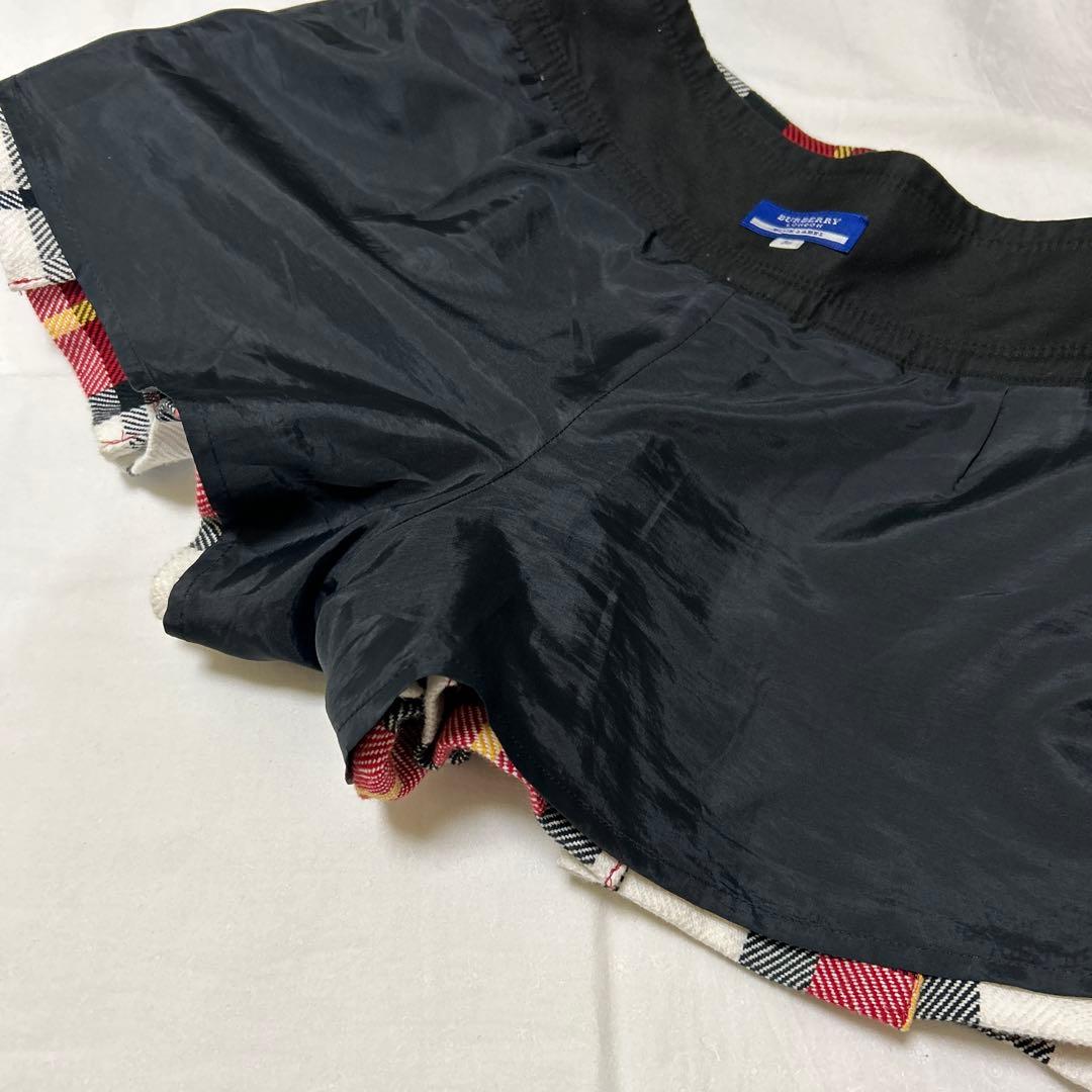 バーバリーブルーレーベル　キュロットスカート　チェック　赤