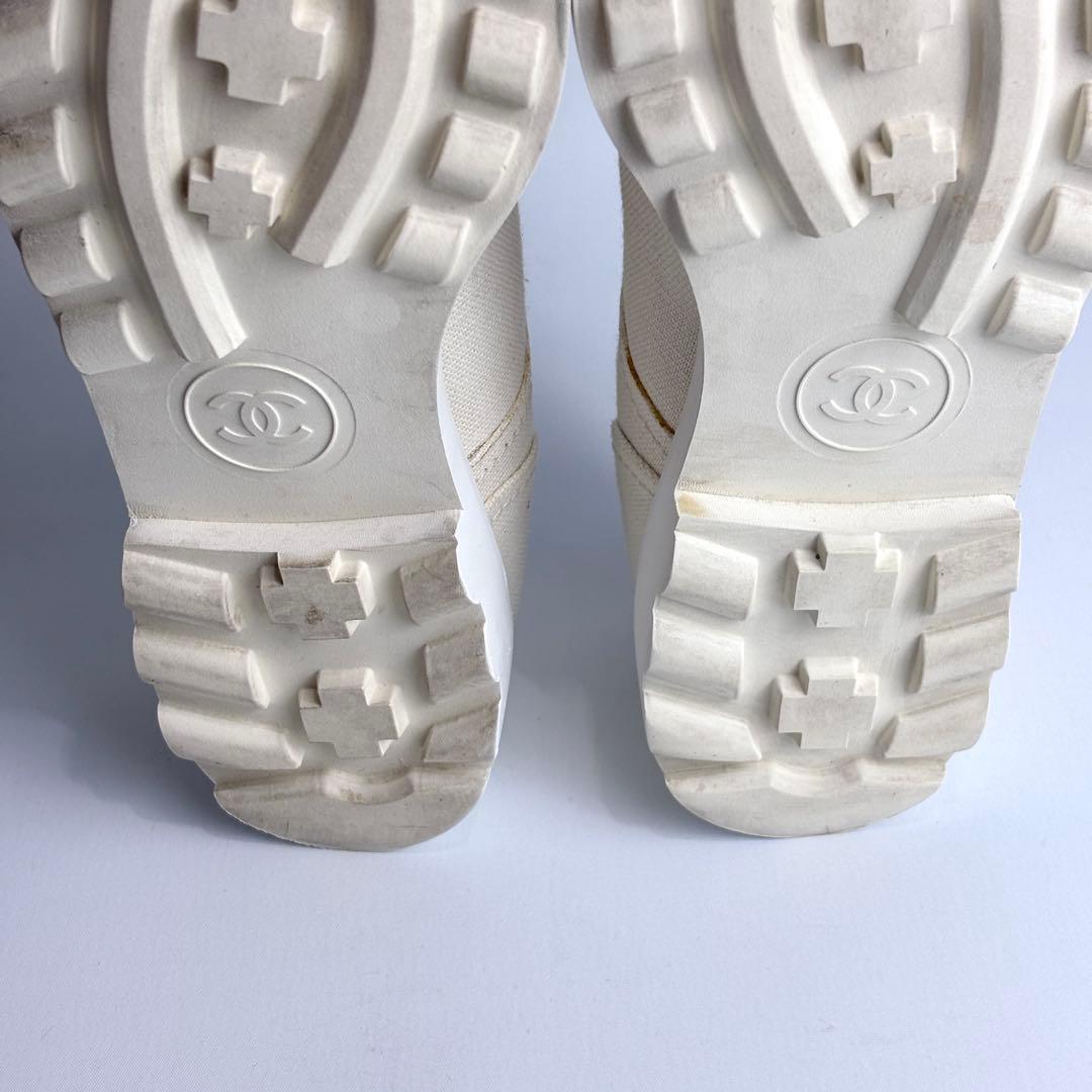 CHANEL シャネル ココマーク ロゴ刺繍 バイカラー スニーカー 23.5㎝