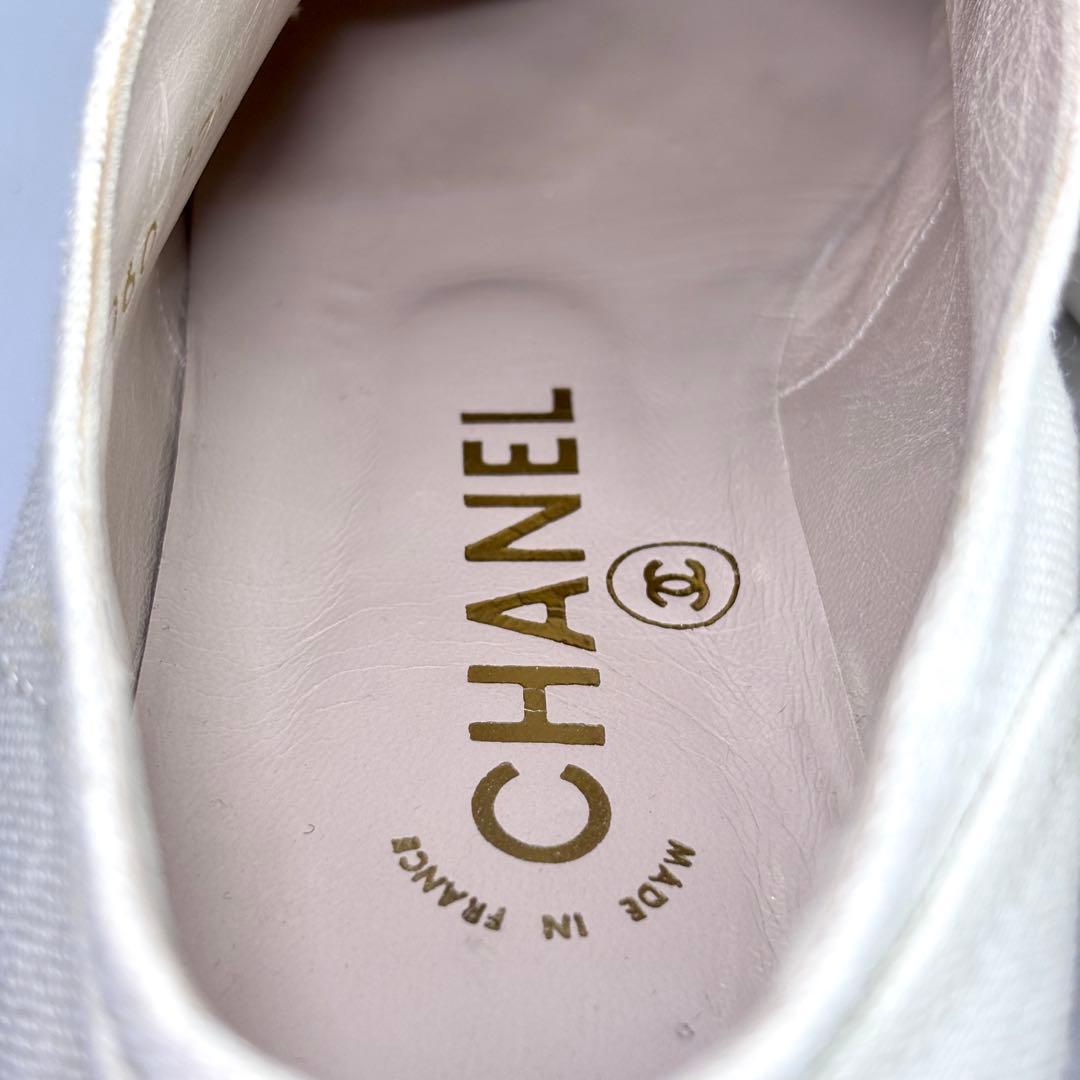 CHANEL シャネル ココマーク ロゴ刺繍 バイカラー スニーカー 23.5㎝