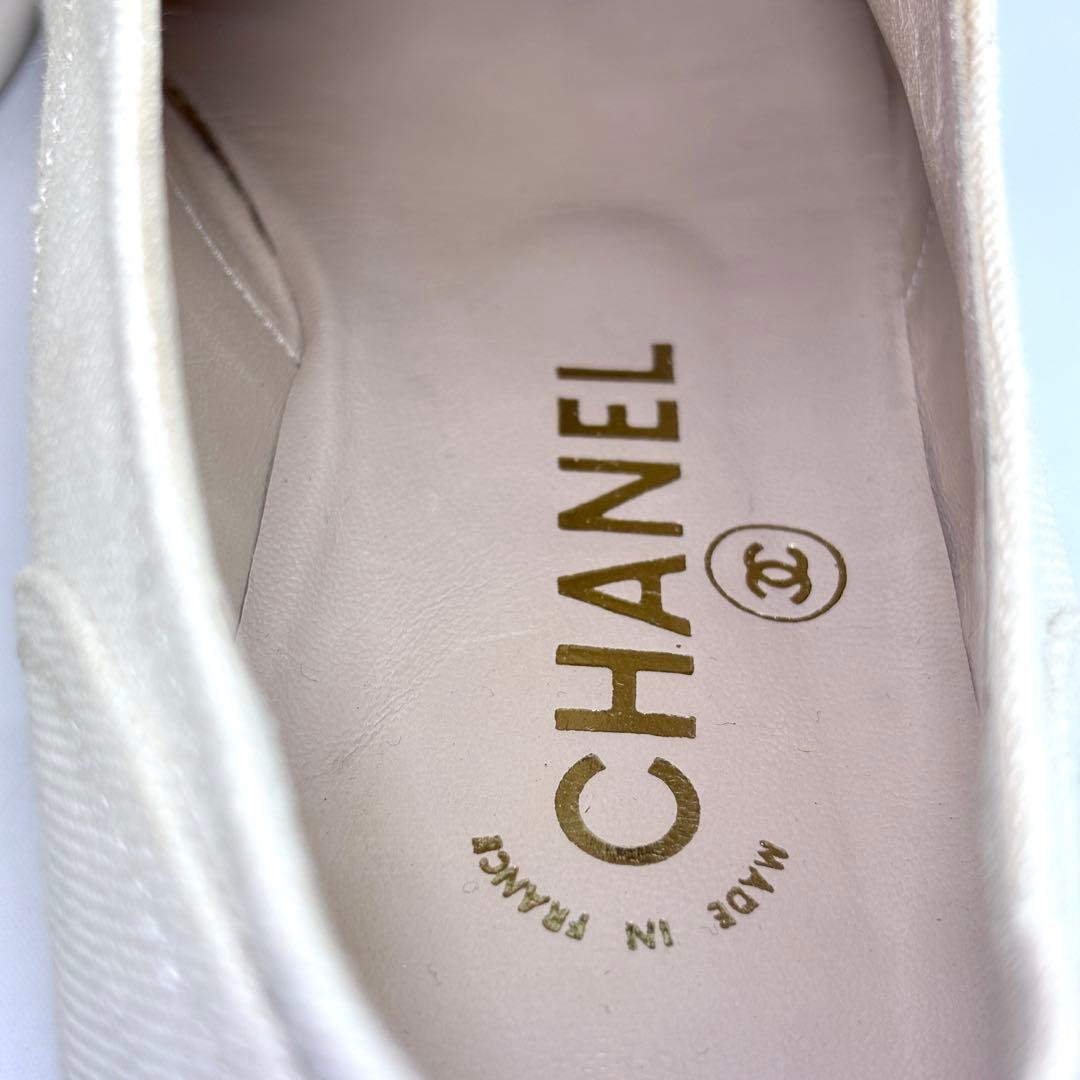 CHANEL シャネル ココマーク ロゴ刺繍 バイカラー スニーカー 23.5㎝