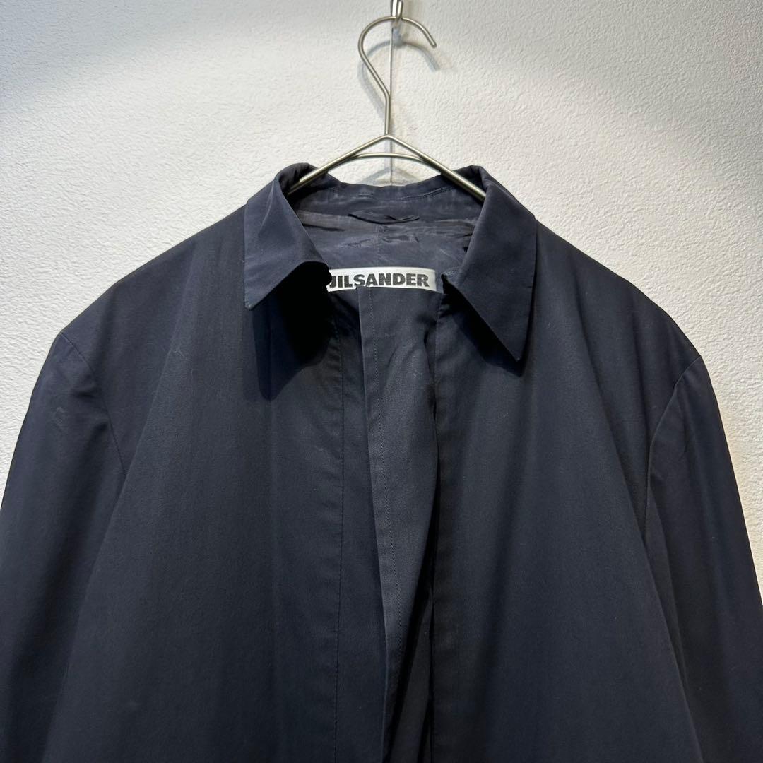 希少 JIL SANDER 上質 比翼 デザイン シャツ ジャケット 紺 36