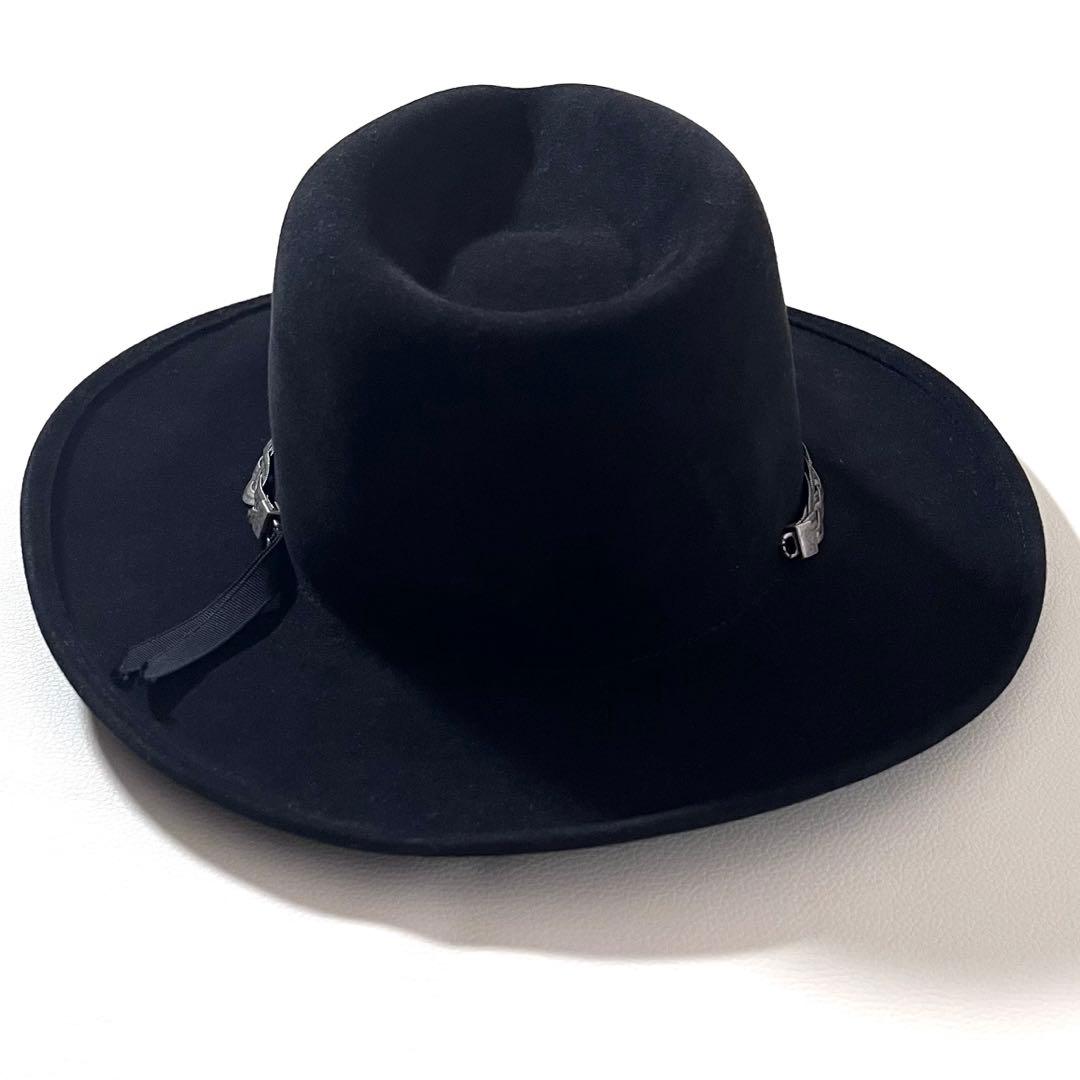 【美品】ボルサリーノ　中折れ ハット　ラビットフェルト　イタリア製　編み込み金具