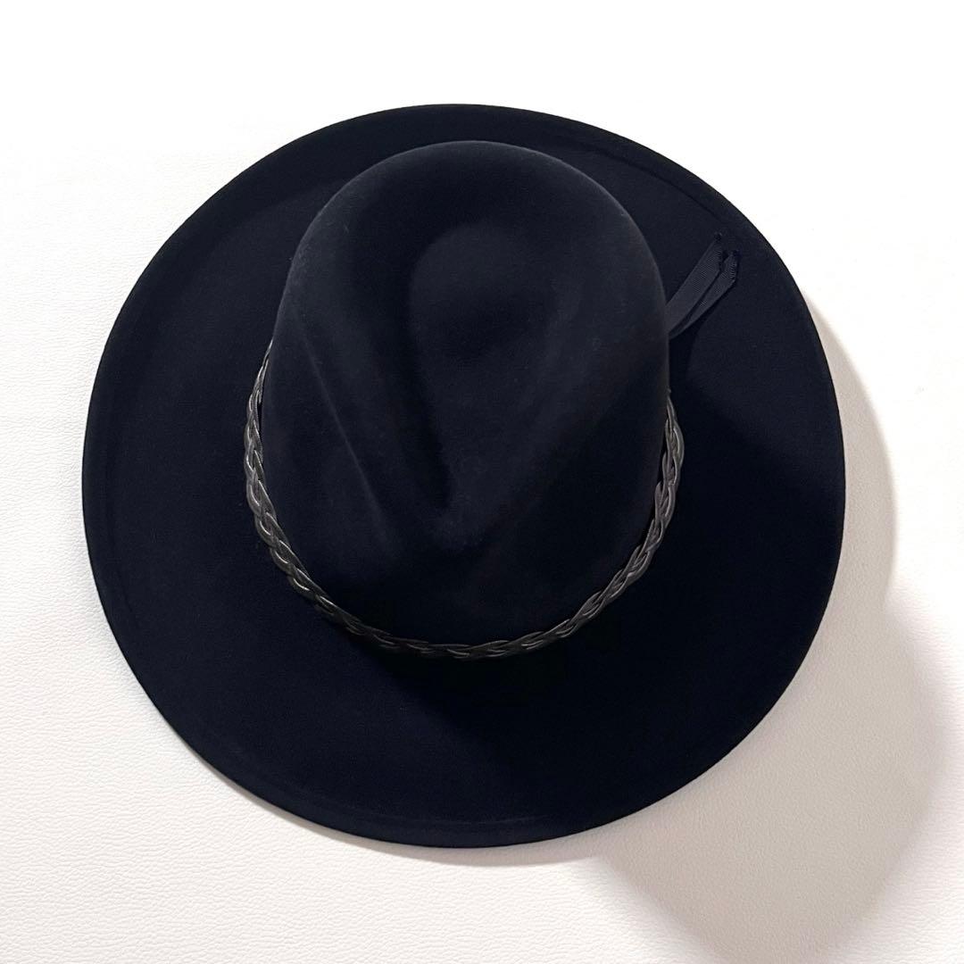 【美品】ボルサリーノ　中折れ ハット　ラビットフェルト　イタリア製　編み込み金具