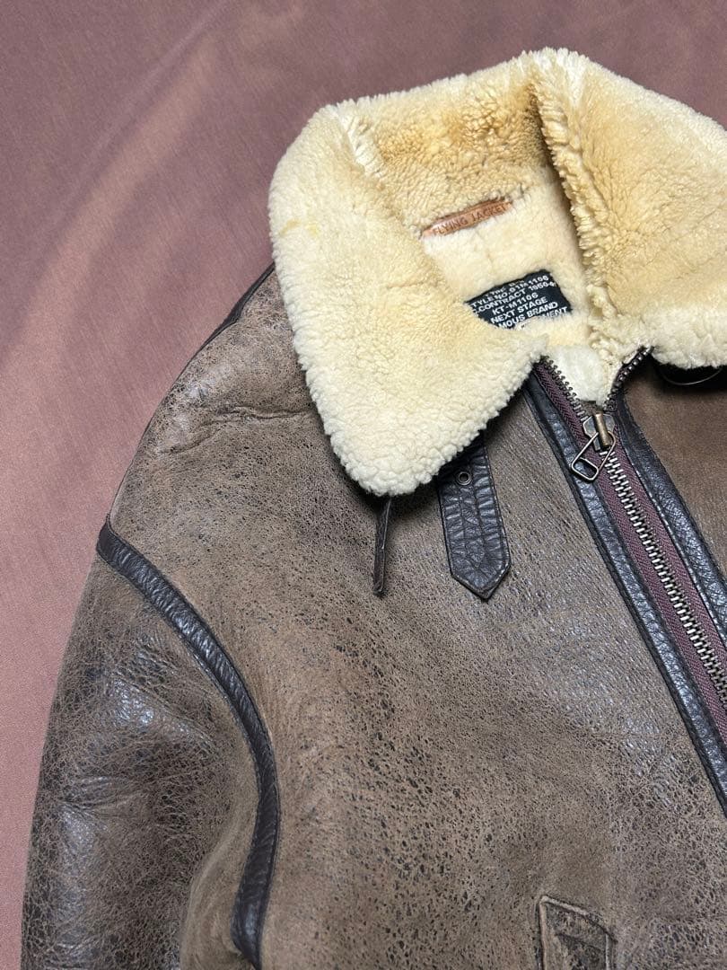 B-3 ムートンジャケット シープスキン ボアブルゾン L フライトジャケット