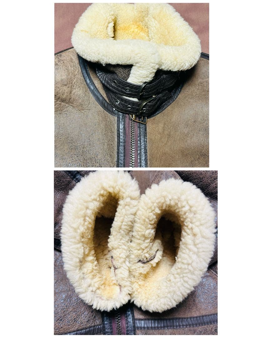 B-3 ムートンジャケット シープスキン ボアブルゾン L フライトジャケット