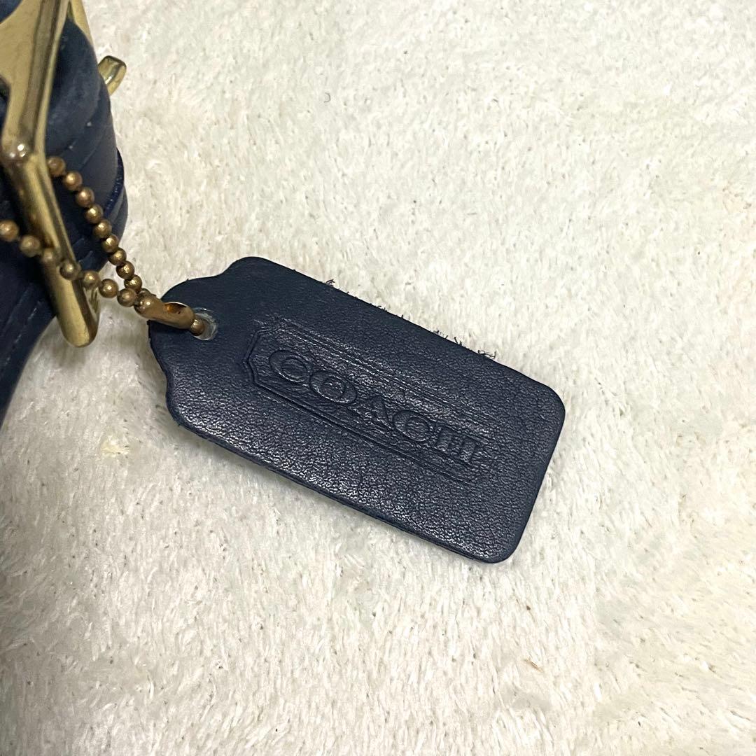 【美品】 オールドコーチ ショルダーバッグ バケツ型 レザー ネイビー 斜め掛け