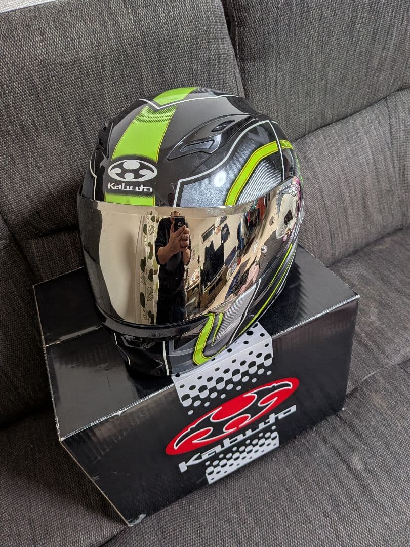 Kabuto フルフェイスヘルメット ブラック/グリーン　KAMUI