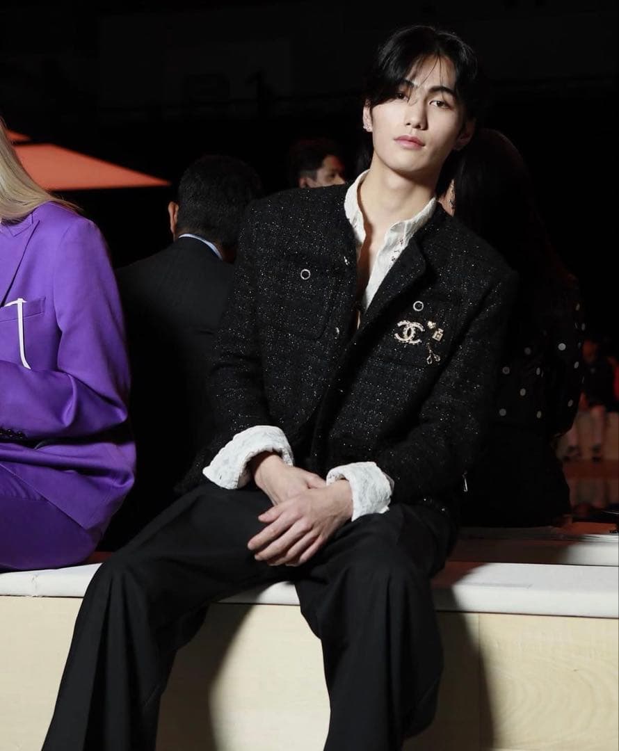 【ケミストリー川畑着 11万】MIXED TWEED NO COLLAR JKT