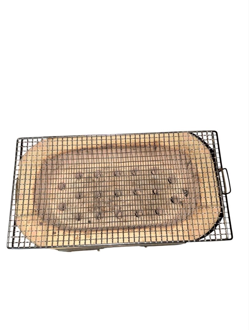 丸和工業製◎天然切出コンロ◎大判七輪/角形/網1枚付◎最高級 能登の切り出し