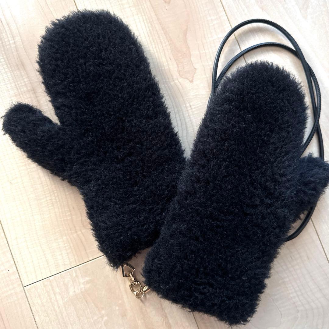 マックスマーラ Max Mara テディベア ミトン 手袋 ブラック