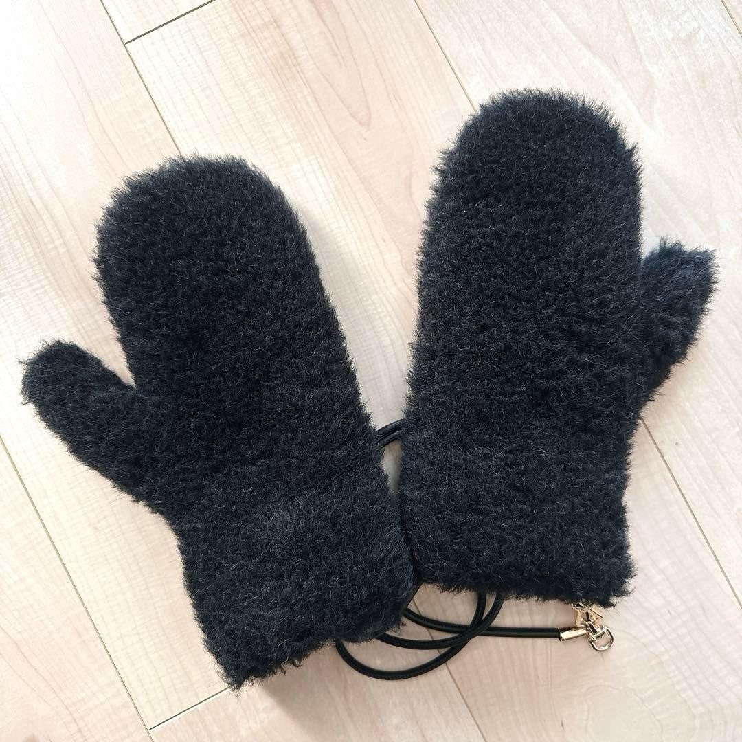 マックスマーラ Max Mara テディベア ミトン 手袋 ブラック