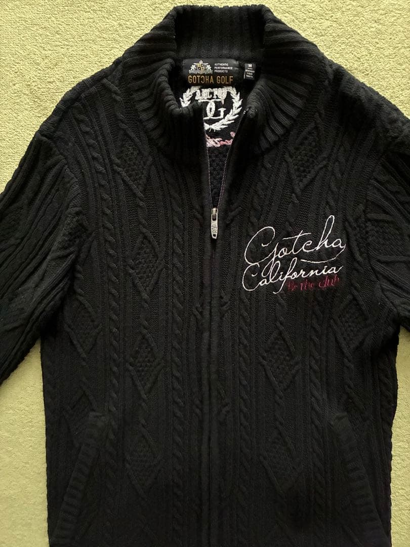 Gotcha Golf ゴルフ フルジップ 黒 M 刺繍ロゴ