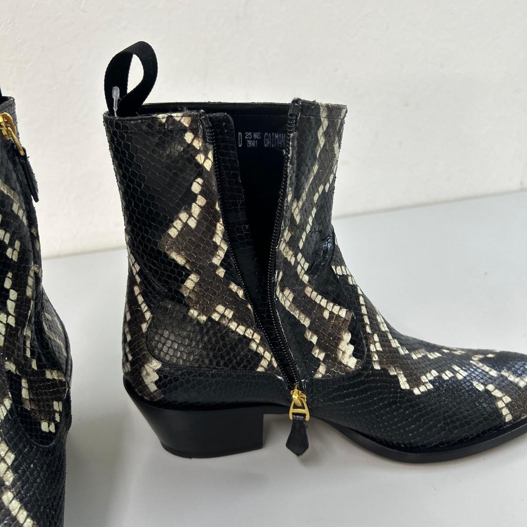 芸術品新品未使用箱付定価30万円の8割引バリーbally蛇革パイソンブーツ黒