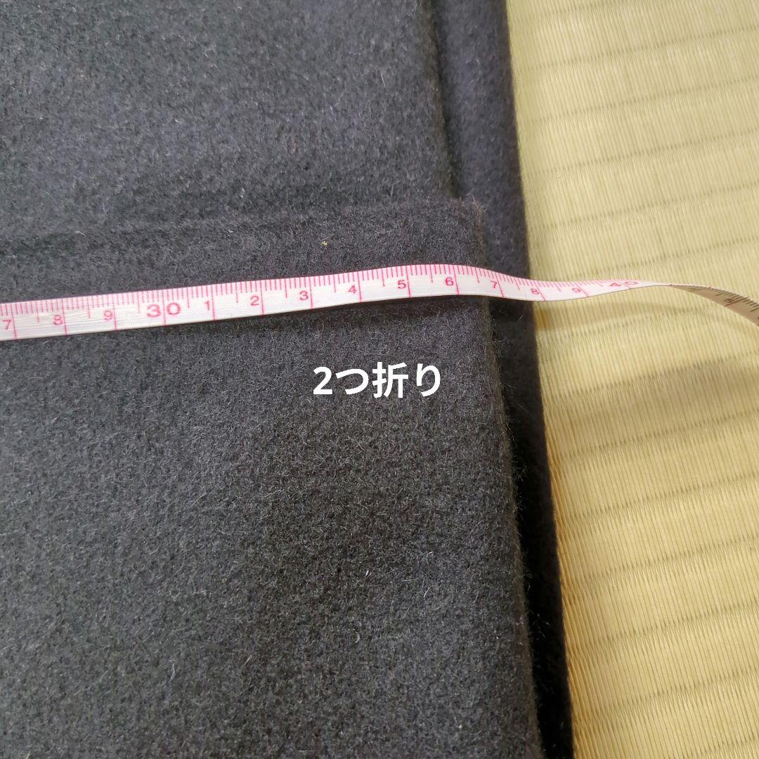 カシミヤストール大判 黒フリンジ付き　約180×72　日本製カシミヤ100%