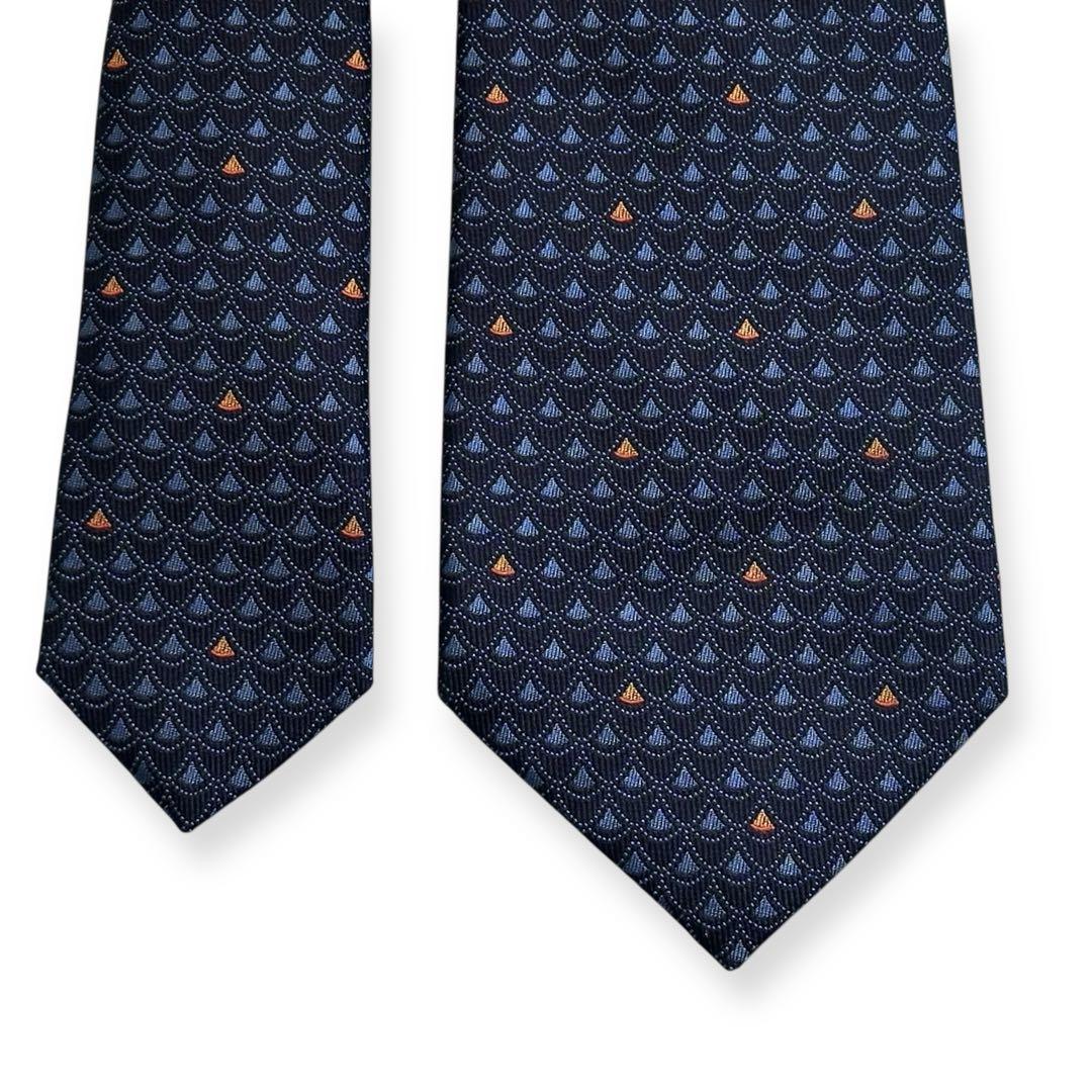 現行タグ✨美品✨BVLGARI ネクタイ　ジャガード　セッテピエゲ　ネイビー