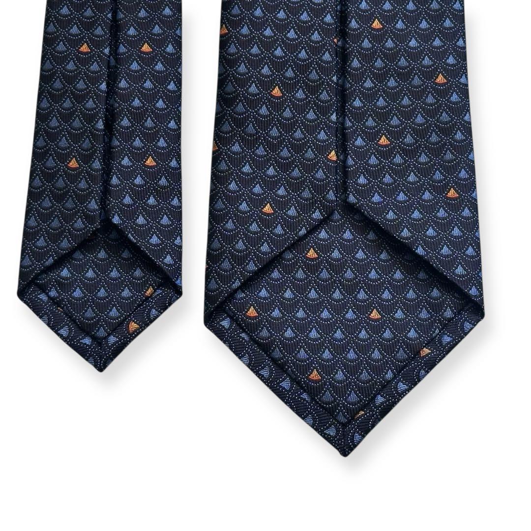 現行タグ✨美品✨BVLGARI ネクタイ　ジャガード　セッテピエゲ　ネイビー