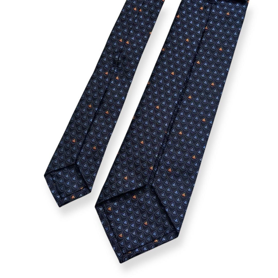 現行タグ✨美品✨BVLGARI ネクタイ　ジャガード　セッテピエゲ　ネイビー