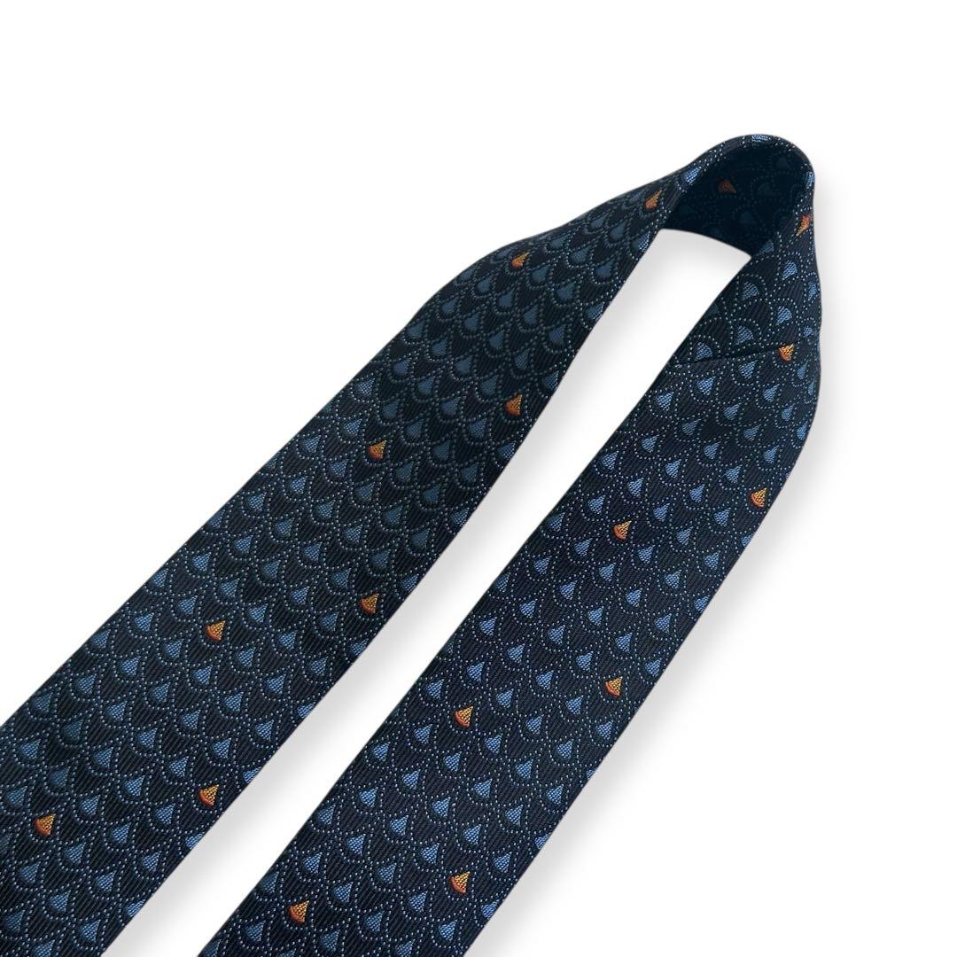 現行タグ✨美品✨BVLGARI ネクタイ　ジャガード　セッテピエゲ　ネイビー