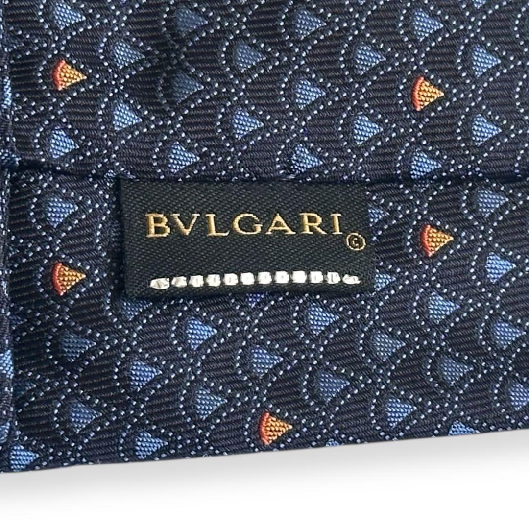 現行タグ✨美品✨BVLGARI ネクタイ　ジャガード　セッテピエゲ　ネイビー