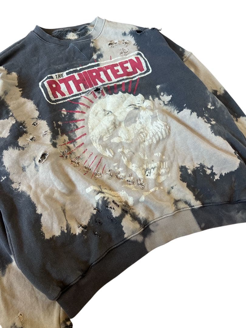 R13 サンプル！ブリーチ　ダメージ加工　オーバーサイズスウェット