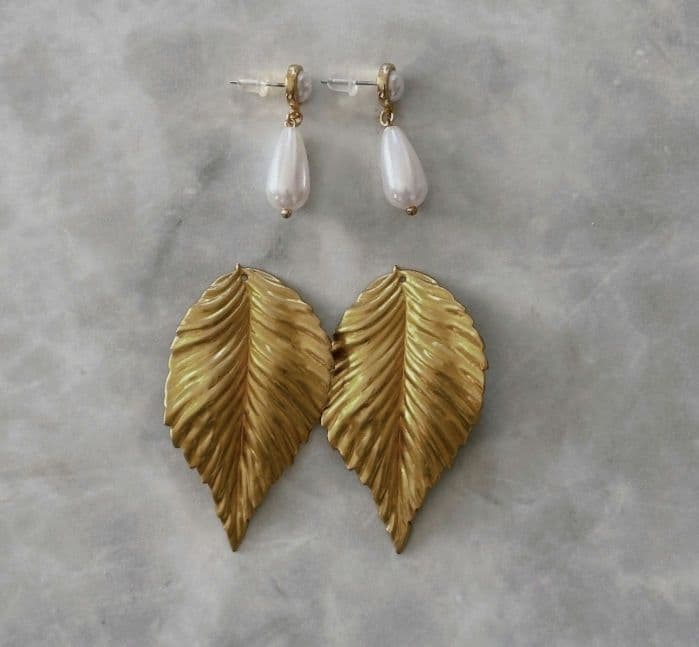 カチューシャ＆ピアスセット　ウェディング　ゴールドアクセサリー