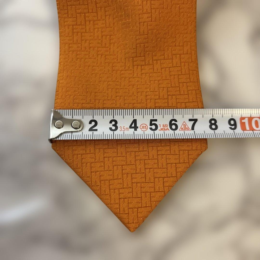 【極美品✨】HERMES ネクタイ　ファソネ　H柄　オレンジ　刺繍