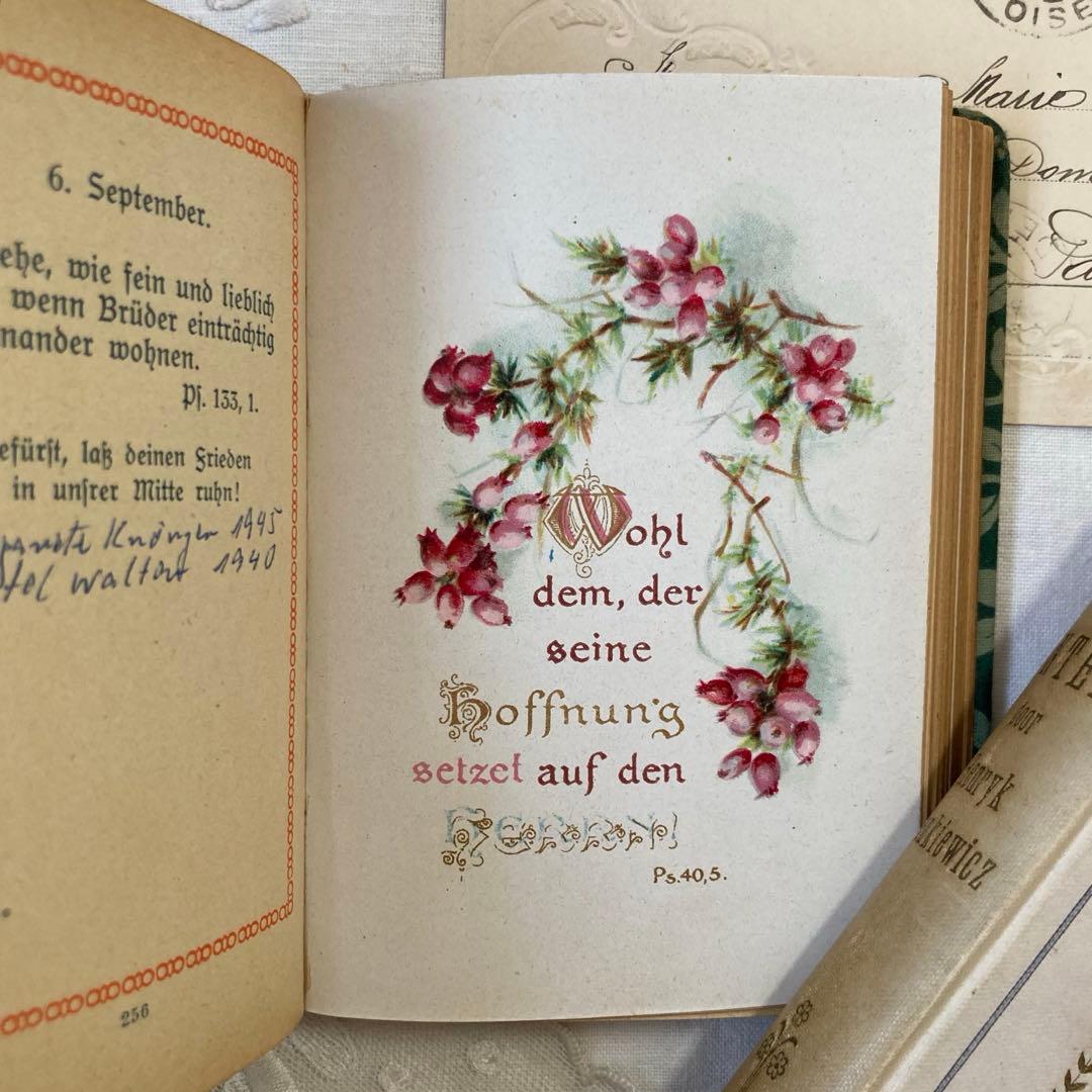 L-865 洋書ドイツアンティーク古書　布張り装丁の美しいメモリアルブック