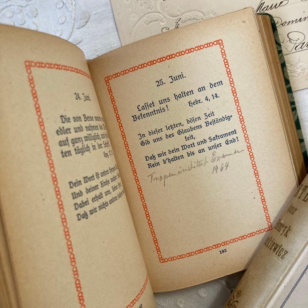 L-865 洋書ドイツアンティーク古書　布張り装丁の美しいメモリアルブック