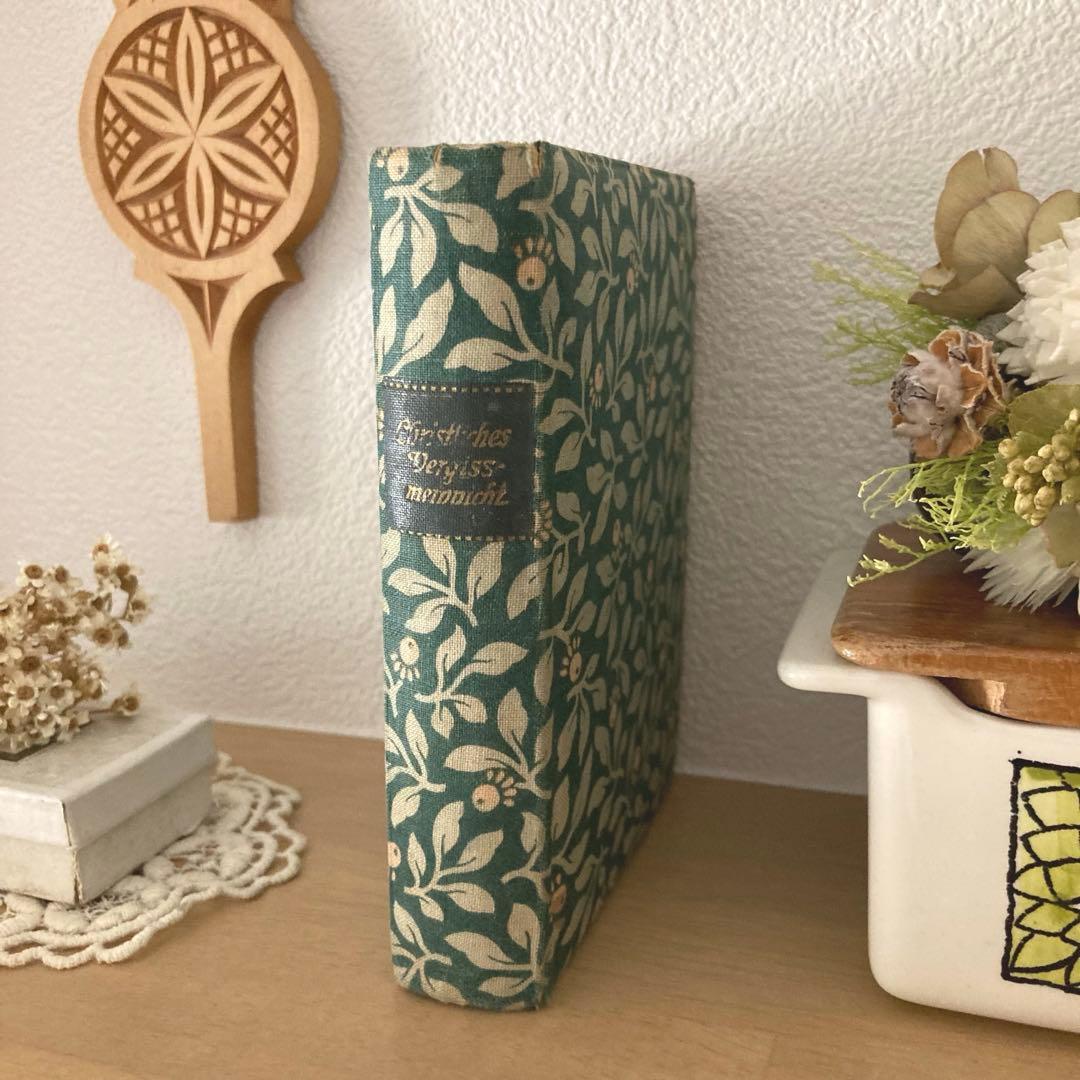 L-865 洋書ドイツアンティーク古書　布張り装丁の美しいメモリアルブック