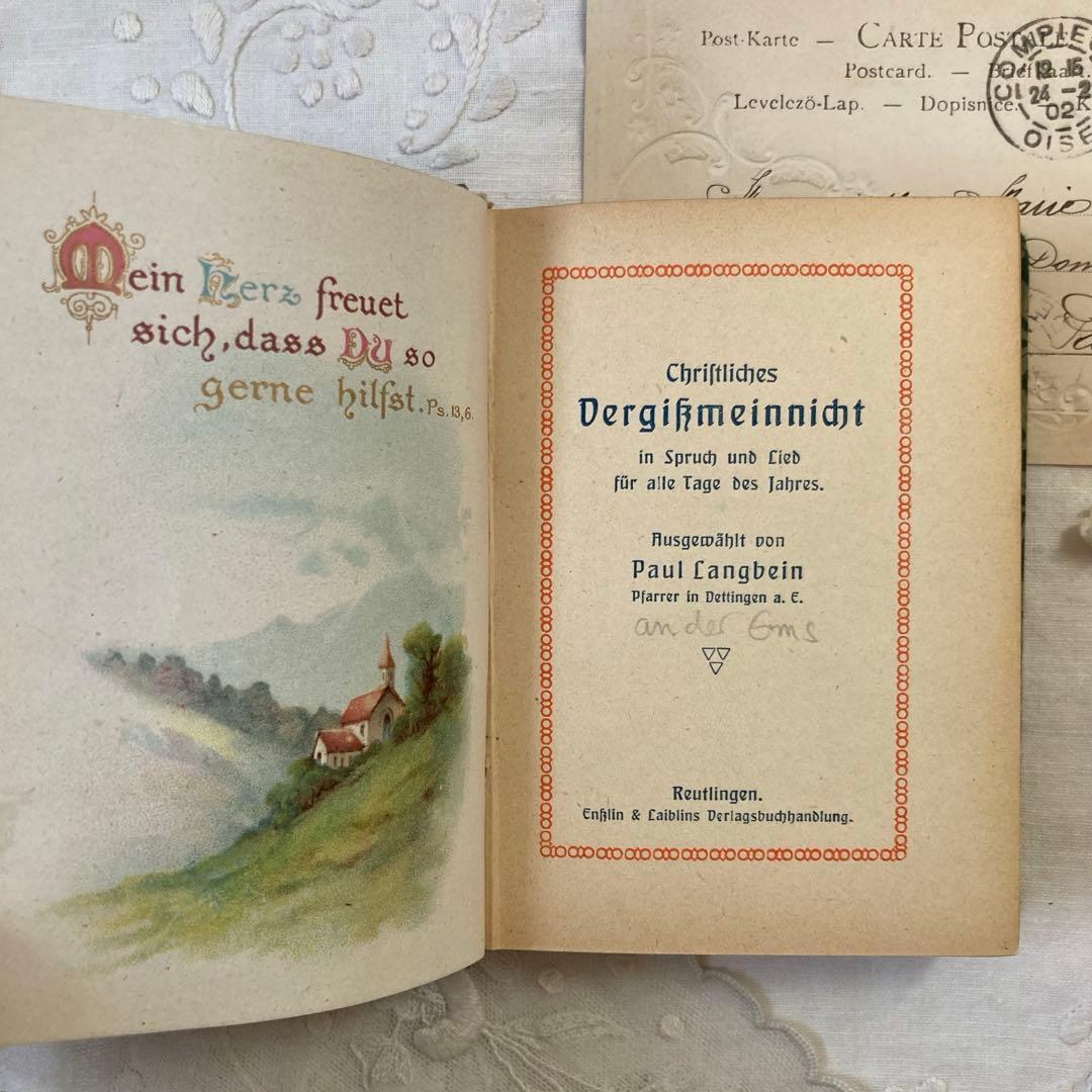 L-865 洋書ドイツアンティーク古書　布張り装丁の美しいメモリアルブック