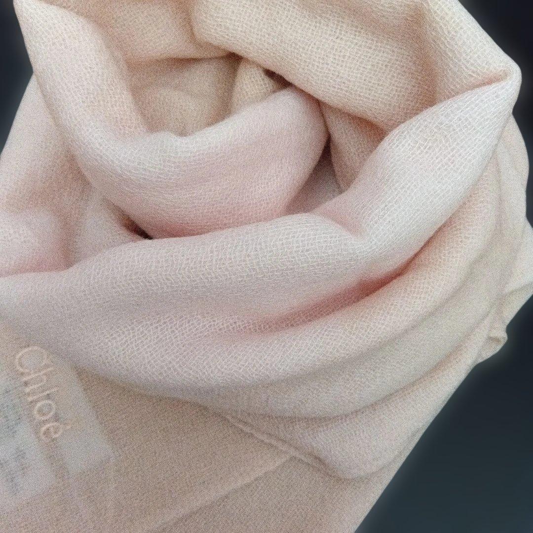 【新品未使用】Chloe クロエ 洗えるカシミヤ大判ストール　ロゴ刺繍